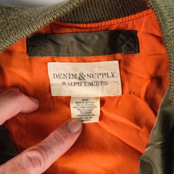 Ralph Lauren Denim & Supply Flight Jacket Olive Green MED • SEE Sz Chart - Picture 4 of 16